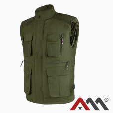 LEŚNIK Green — insulated work vest made of polyester-cotton fabric, green